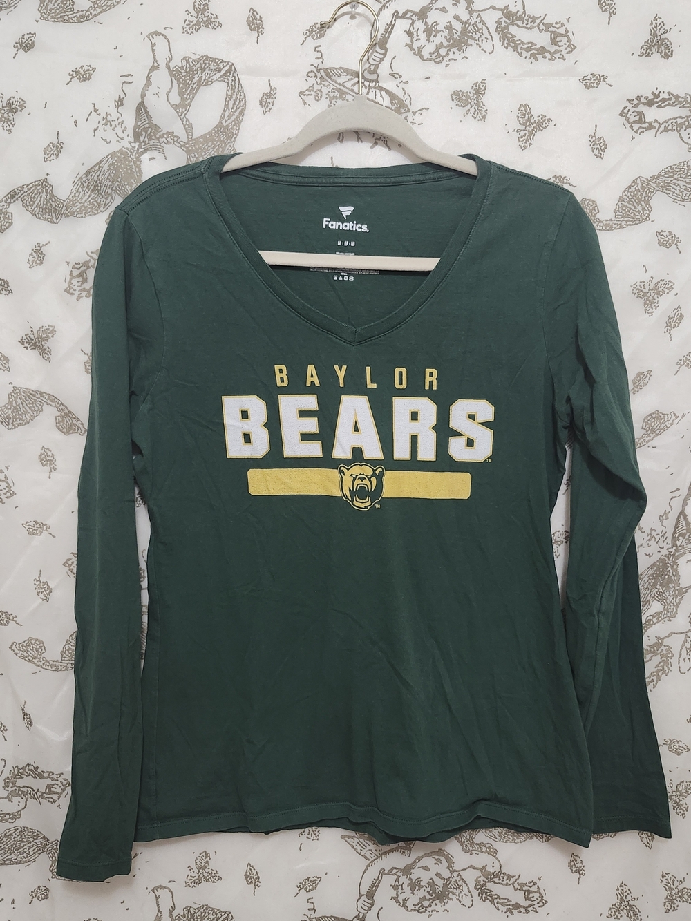 Fanatics Baylor Bears Green Long Sleeve V-Neck Tee